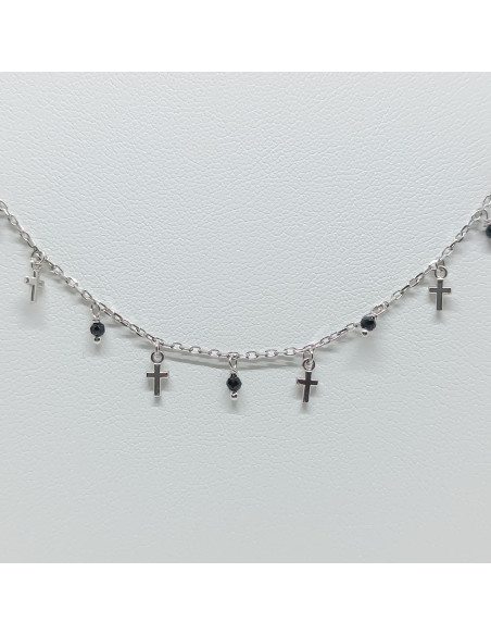 Pulseira cruzes e cristais