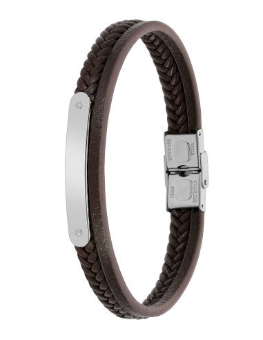 Pulseira de couro e aço