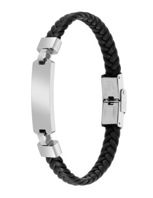 Pulseira de couro e aço