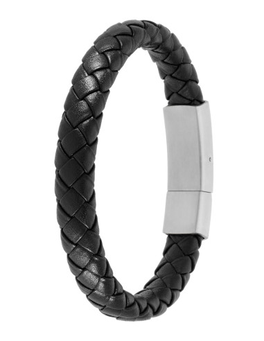 Pulseira de couro e aço
