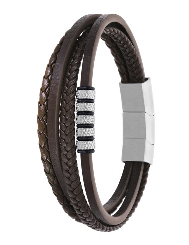 Pulseira de couro e aço