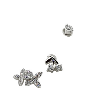 Brincos flores e solitário