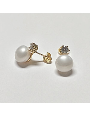 Brinco zircónia e pérola