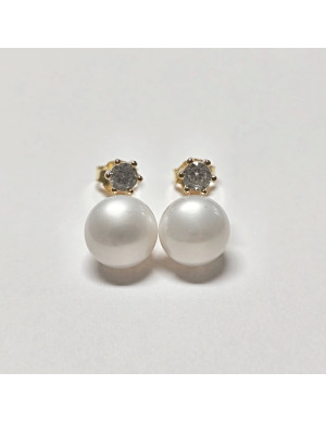 Brinco zircónia e pérola 2