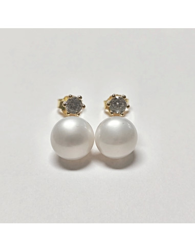 Brinco zircónia e pérola
