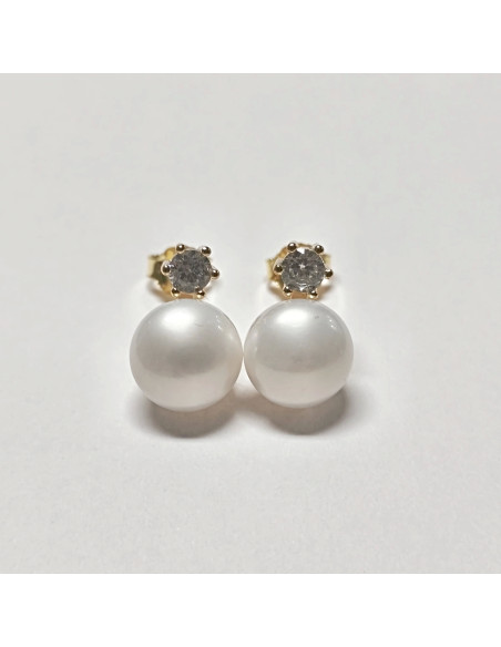 Brinco zircónia e pérola