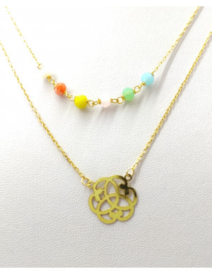 Colar duplo com símbolos e pedras