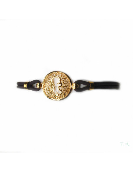 Pulseira cauchu com menino filigrana
