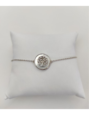 Pulseira malha com madre pérola árvore da vida
