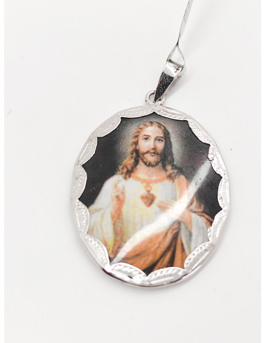 Medalha com esmalte Coração de Jesus