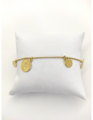 Pulseira prata dourada cordão e berloques
