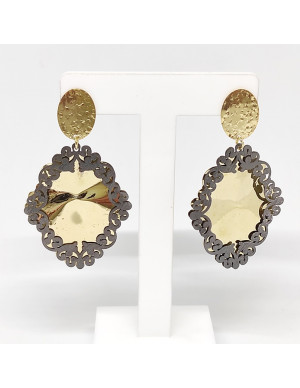 Brinco duplo recortado com ródio negro