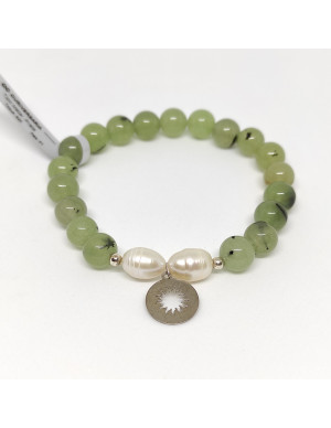 Pulseira pedras verdes com pendente