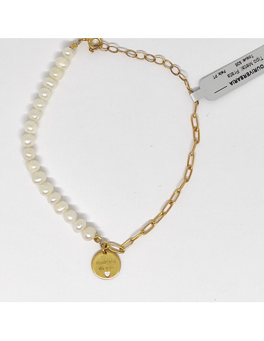 Pulseira pérola e malha