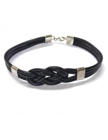 Pulseira pele com aplicações em prata