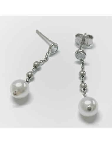 Brinco pedra pendente pérola