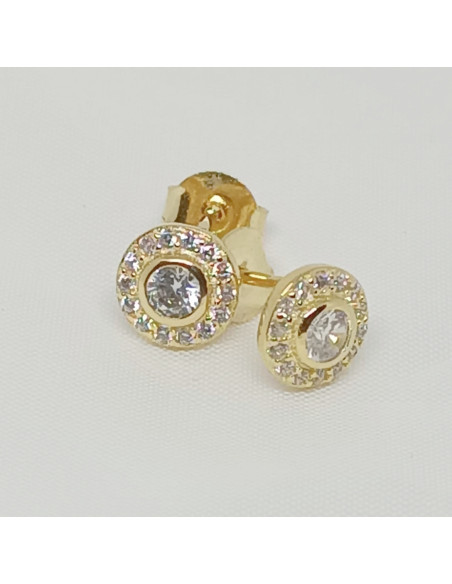 Brincos círculo dourado com zircónias