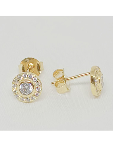 Brincos círculo dourado com zircónias