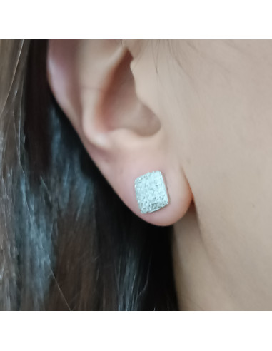 Brincos quadrado pavé com zircões