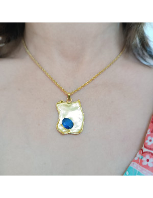 Colar com placa pedra azul 2