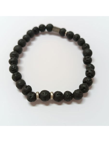 Pulseira elástica com pedras vulcânicas