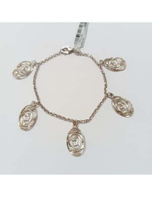 Pulseira com medalhas rendilhada