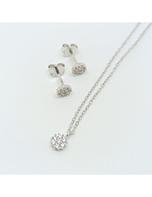 Conjunto colar e brincos flor