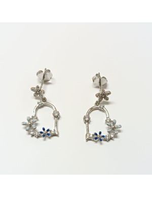 Brincos coração com flores