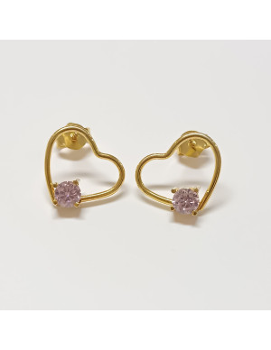 Brincos coração com solitário