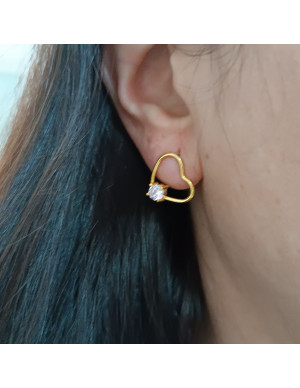 Brincos coração com solitário 2