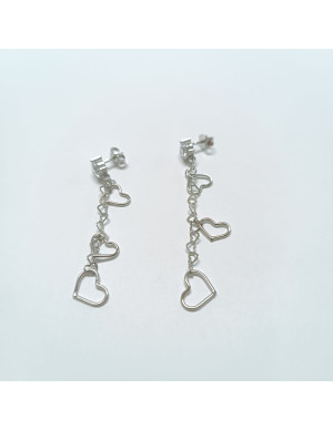 Brincos pendente 3 corações