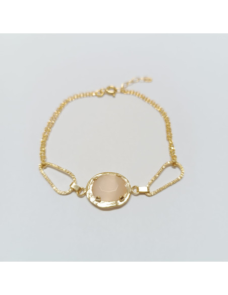 Pulseira  malha dupla com pedra