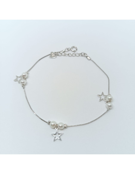 Pulseira perolas e estrelas