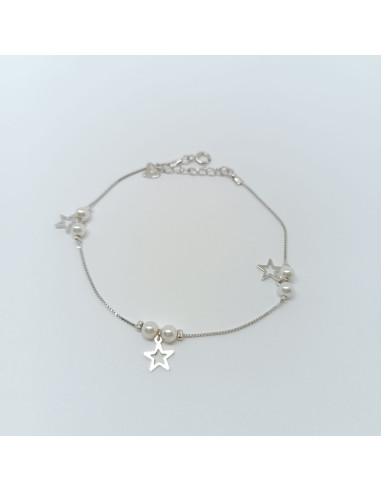 Pulseira perolas e estrelas