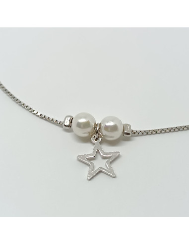 Pulseira perolas e estrelas