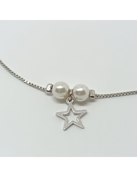 Pulseira perolas e estrelas