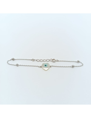 Pulseira coração olho turco