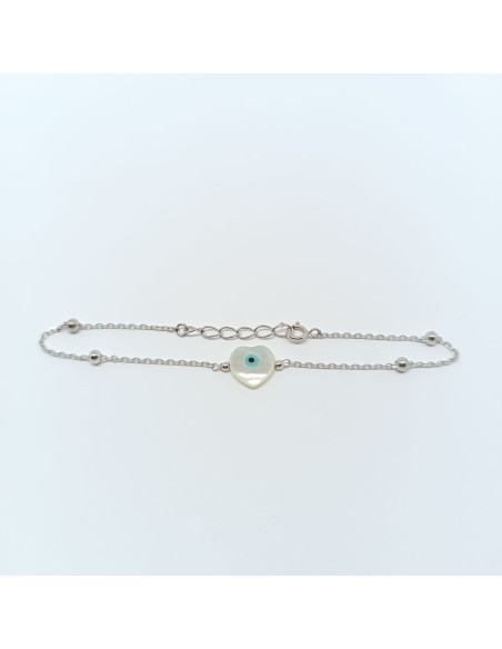 Pulseira coração olho turco