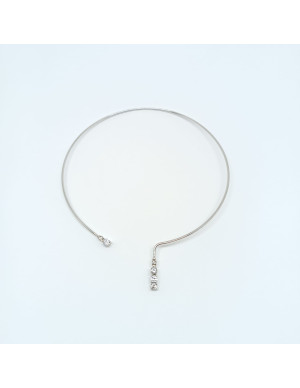 Colar prata aberto com zircões 2