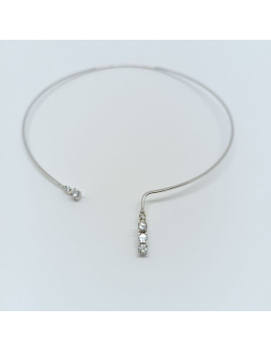 Colar prata aberto com zircões